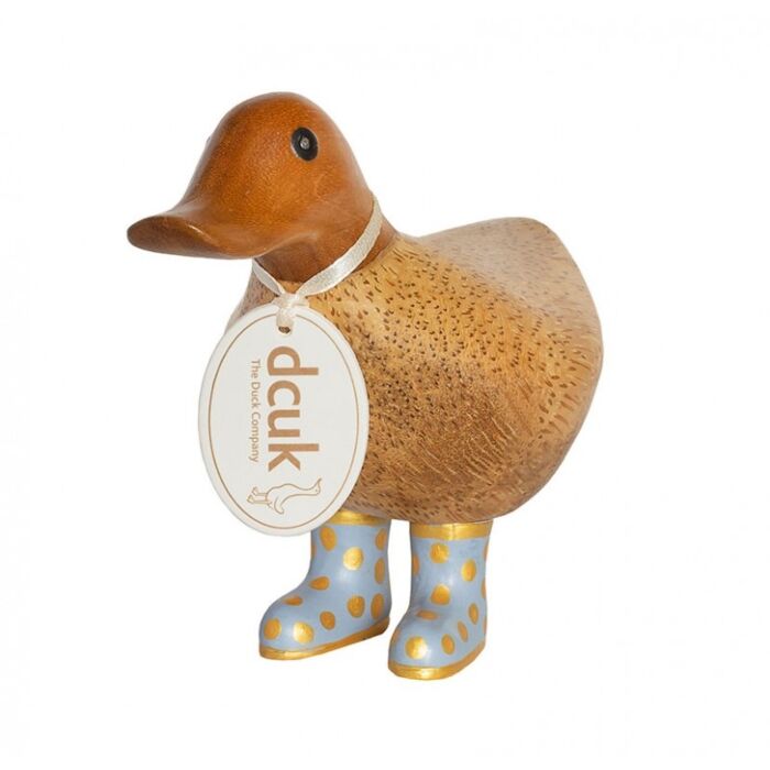 DCUK Natural Finish Ducky with Pastal and Gold Spotty Welly Boots-Lilac-4